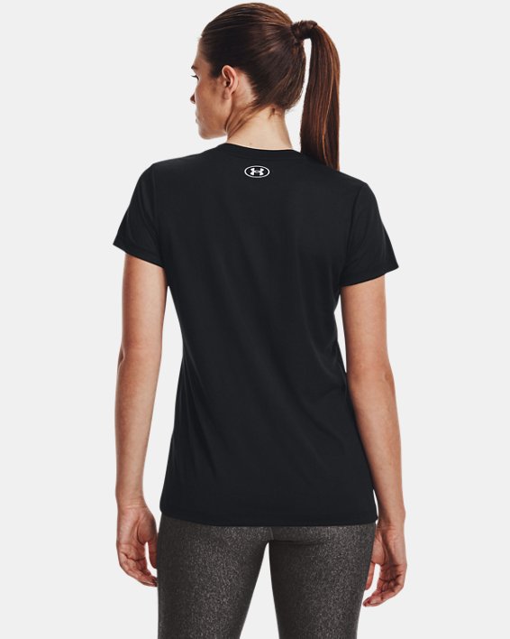 Women's UA Tech™ Crest Short Sleeve, Black, pdpMainDesktop image number 1